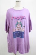 Candy Stripper / TOKIMEKI BIG Tシャツ  パープル H-25-02-21-044-PU-TO-KB-ZH