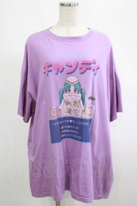 Candy Stripper / TOKIMEKI BIG Tシャツ  パープル H-25-02-21-044-PU-TO-KB-ZH