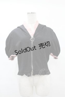 画像1: DARK IN LOVE / Alternative fashion cat haunt zipper top XL ブラック H-25-02-21-1050-PU-TO-KB-ZI