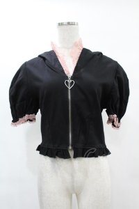 DARK IN LOVE / Alternative fashion cat haunt zipper top L ブラック H-25-02-21-1051-PU-TO-KB-OS