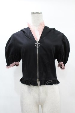 画像1: DARK IN LOVE / Alternative fashion cat haunt zipper top L ブラック H-25-02-21-1051-PU-TO-KB-OS