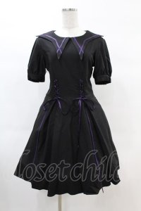 DARK IN LOVE / Magic girl purple line trims mini dress M ブラック H-25-02-21-1016-PU-OP-KB-ZH