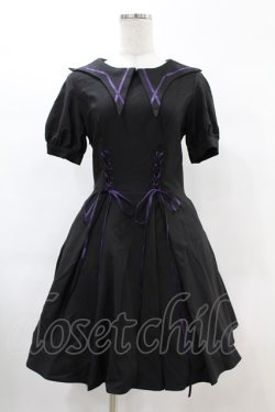 画像1: DARK IN LOVE / Magic girl purple line trims mini dress S ブラック H-25-02-21-1019-PU-OP-KB-ZI