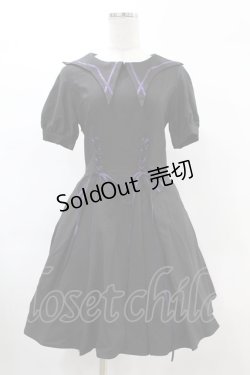 画像1: DARK IN LOVE / Magic girl purple line trims mini dress S ブラック H-25-02-21-1019-PU-OP-KB-ZI