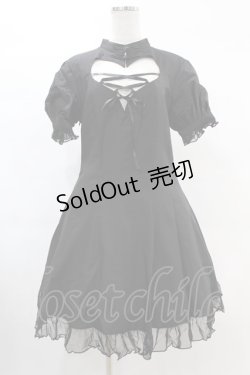 画像1: DARK IN LOVE / Gothic lolita hearted lace up midi dress L ブラック H-25-02-21-1021-PU-OP-KB-ZH