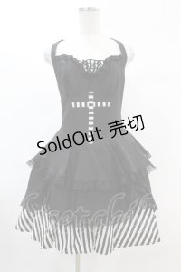 DARK IN LOVE / Gothic striped big cross prom dress L ブラック H-25-02-21-1028-PU-OP-KB-ZH