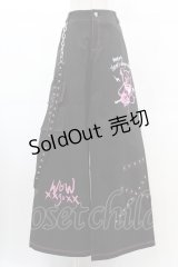 DARK IN LOVE / Rabel fashion danger bear metal studded baggy trousers L ブラック H-25-02-21-1034-PU-PA-KB-ZH