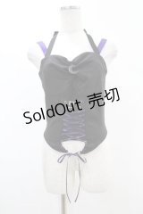 DARK IN LOVE / Punk rock moon violet lace up arrow halter corset S ブラック H-25-02-21-1035-PU-TO-KB-ZH