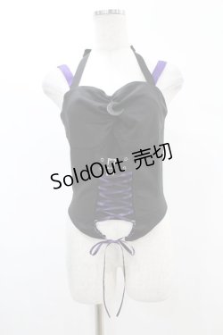 画像1: DARK IN LOVE / Punk rock moon violet lace up arrow halter corset S ブラック H-25-02-21-1035-PU-TO-KB-ZH