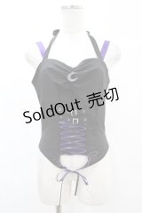 DARK IN LOVE / Punk rock moon violet lace up arrow halter corset M ブラック H-25-02-21-1036-PU-TO-KB-ZH