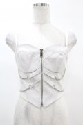 DARK IN LOVE / Punk white rib-chain zipper corset XS ホワイト H-25-02-21-1037-PU-TO-KB-ZH