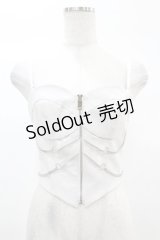 DARK IN LOVE / Punk white rib-chain zipper corset XS ホワイト H-25-02-21-1037-PU-TO-KB-ZH
