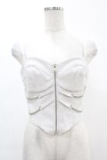 DARK IN LOVE / Punk white rib-chain zipper corset S ホワイト H-25-02-21-1038-PU-TO-KB-ZH