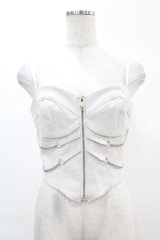 DARK IN LOVE / Punk white rib-chain zipper corset S ホワイト H-25-02-21-1038-PU-TO-KB-ZH