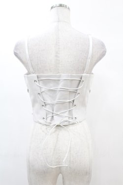 画像2: DARK IN LOVE / Punk white rib-chain zipper corset S ホワイト H-25-02-21-1038-PU-TO-KB-ZH