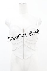 DARK IN LOVE / Punk white rib-chain zipper corset S ホワイト H-25-02-21-1039-PU-TO-KB-ZI