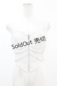DARK IN LOVE / Punk white rib-chain zipper corset S ホワイト H-25-02-21-1039-PU-TO-KB-ZI