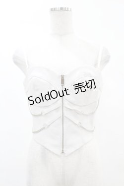画像1: DARK IN LOVE / Punk white rib-chain zipper corset S ホワイト H-25-02-21-1039-PU-TO-KB-ZI
