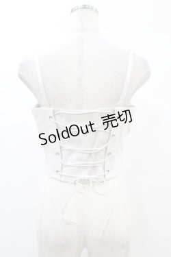 画像2: DARK IN LOVE / Punk white rib-chain zipper corset S ホワイト H-25-02-21-1039-PU-TO-KB-ZI
