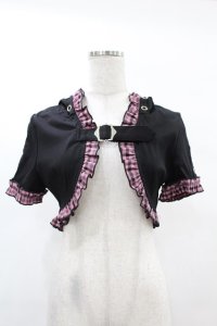 DARK IN LOVE / Gothic lolita pink plaid cat ear hoody cape S ブラック×ピンク H-25-02-21-1042-PU-TO-KB-ZY