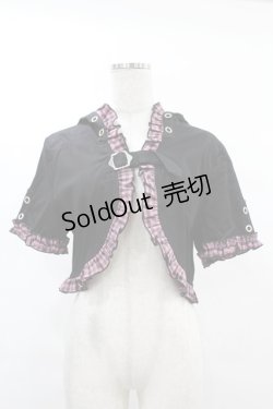 画像1: DARK IN LOVE / Gothic lolita pink plaid cat ear hoody cape XL ブラック×ピンク H-25-02-21-1047-PU-TO-KB-ZS