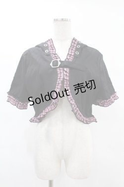 画像1: DARK IN LOVE / Gothic lolita pink plaid cat ear hoody cape XXL ブラック×ピンク H-25-02-21-1048-PU-TO-KB-ZH