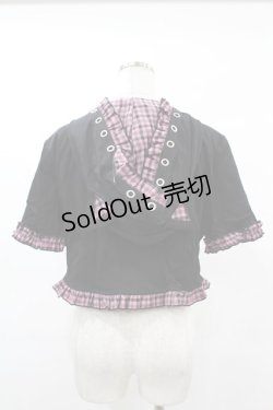画像2: DARK IN LOVE / Gothic lolita pink plaid cat ear hoody cape XXL ブラック×ピンク H-25-02-21-1048-PU-TO-KB-ZH