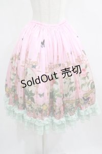 Triple fortune / 薔薇図鑑スカート  ピンク H-25-02-21-004-EL-SK-KB-ZH