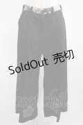 gouk / 裾プリントワイドパンツ  黒 H-25-02-21-013-GO-PA-KB-ZH