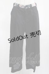 gouk / 裾プリントワイドパンツ  黒 H-25-02-21-013-GO-PA-KB-ZH