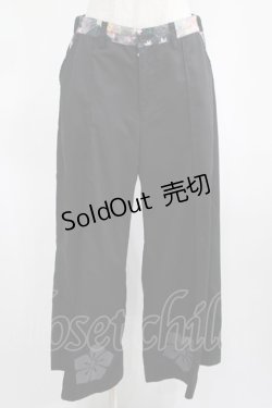 画像1: gouk / 裾プリントワイドパンツ  黒 H-25-02-21-013-GO-PA-KB-ZH