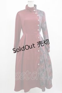 axes femme POETIQUE / スネークダマスクワンピース M ボルドー H-25-02-22-025-AX-OP-NS-ZH