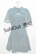 axes femme POETIQUE / チャイナデザインミニワンピース M ブルーグリーン H-25-02-22-040-AX-OP-NS-ZH