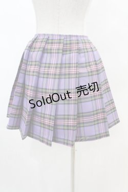 画像2: DARK IN LOVE / Punk purple checked splicing black pleated skirt L パープル×ブラック H-25-02-22-1005-PU-SK-KB-ZS