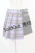 DARK IN LOVE / Punk purple checked splicing black pleated skirt M パープル×ブラック H-25-02-22-1006-PU-SK-KB-OS