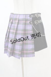 DARK IN LOVE / Punk purple checked splicing black pleated skirt M パープル×ブラック H-25-02-22-1006-PU-SK-KB-OS