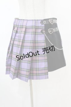 画像1: DARK IN LOVE / Punk purple checked splicing black pleated skirt M パープル×ブラック H-25-02-22-1006-PU-SK-KB-OS