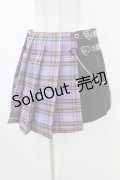 DARK IN LOVE / Punk purple checked splicing black pleated skirt M パープル×ブラック H-25-02-22-1007-PU-SK-KB-ZI