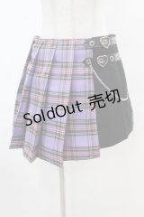 DARK IN LOVE / Punk purple checked splicing black pleated skirt M パープル×ブラック H-25-02-22-1007-PU-SK-KB-ZI