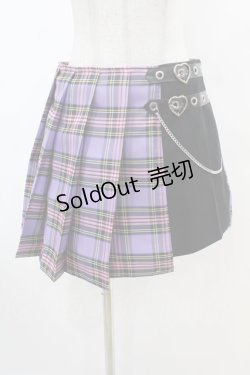 画像1: DARK IN LOVE / Punk purple checked splicing black pleated skirt M パープル×ブラック H-25-02-22-1007-PU-SK-KB-ZI