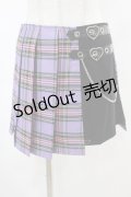 DARK IN LOVE / Punk purple checked splicing black pleated skirt S パープル×ブラック H-25-02-22-1008-PU-SK-KB-ZY