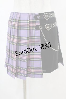 画像1: DARK IN LOVE / Punk purple checked splicing black pleated skirt S パープル×ブラック H-25-02-22-1008-PU-SK-KB-ZY