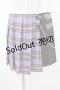 DARK IN LOVE / Punk purple checked splicing black pleated skirt S パープル×ブラック H-25-02-22-1009-PU-SK-KB-ZS