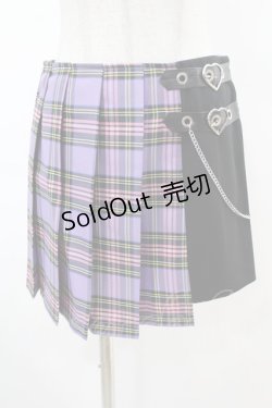 画像1: DARK IN LOVE / Punk purple checked splicing black pleated skirt S パープル×ブラック H-25-02-22-1009-PU-SK-KB-ZS