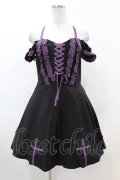 DARK IN LOVE / Harajuku purple cross sweet cool rebel dress M ブラック H-25-02-22-1025-PU-OP-KB-ZI