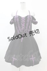 DARK IN LOVE / Harajuku purple cross sweet cool rebel dress M ブラック H-25-02-22-1025-PU-OP-KB-ZI