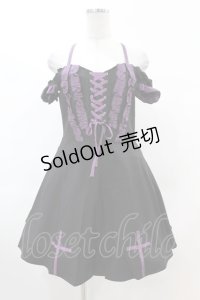 DARK IN LOVE / Harajuku purple cross sweet cool rebel dress M ブラック H-25-02-22-1025-PU-OP-KB-ZI