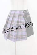 DARK IN LOVE / Punk purple checked splicing black pleated skirt L パープル×ブラック H-25-02-22-1003-PU-SK-KB-ZY