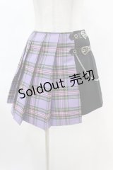DARK IN LOVE / Punk purple checked splicing black pleated skirt L パープル×ブラック H-25-02-22-1003-PU-SK-KB-ZY