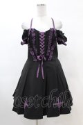 DARK IN LOVE / Harajuku purple cross sweet cool rebel dress L ブラック H-25-02-22-1028-PU-OP-KB-ZI